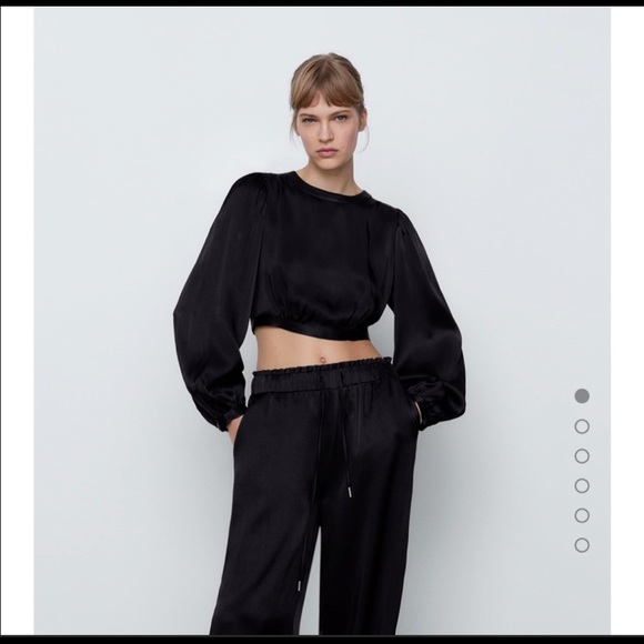 Zara Satin Effect Crop Top - Picture 2 of 9